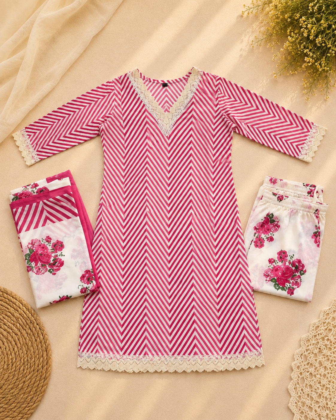 Rosé Lehariya Cotton Suit Set