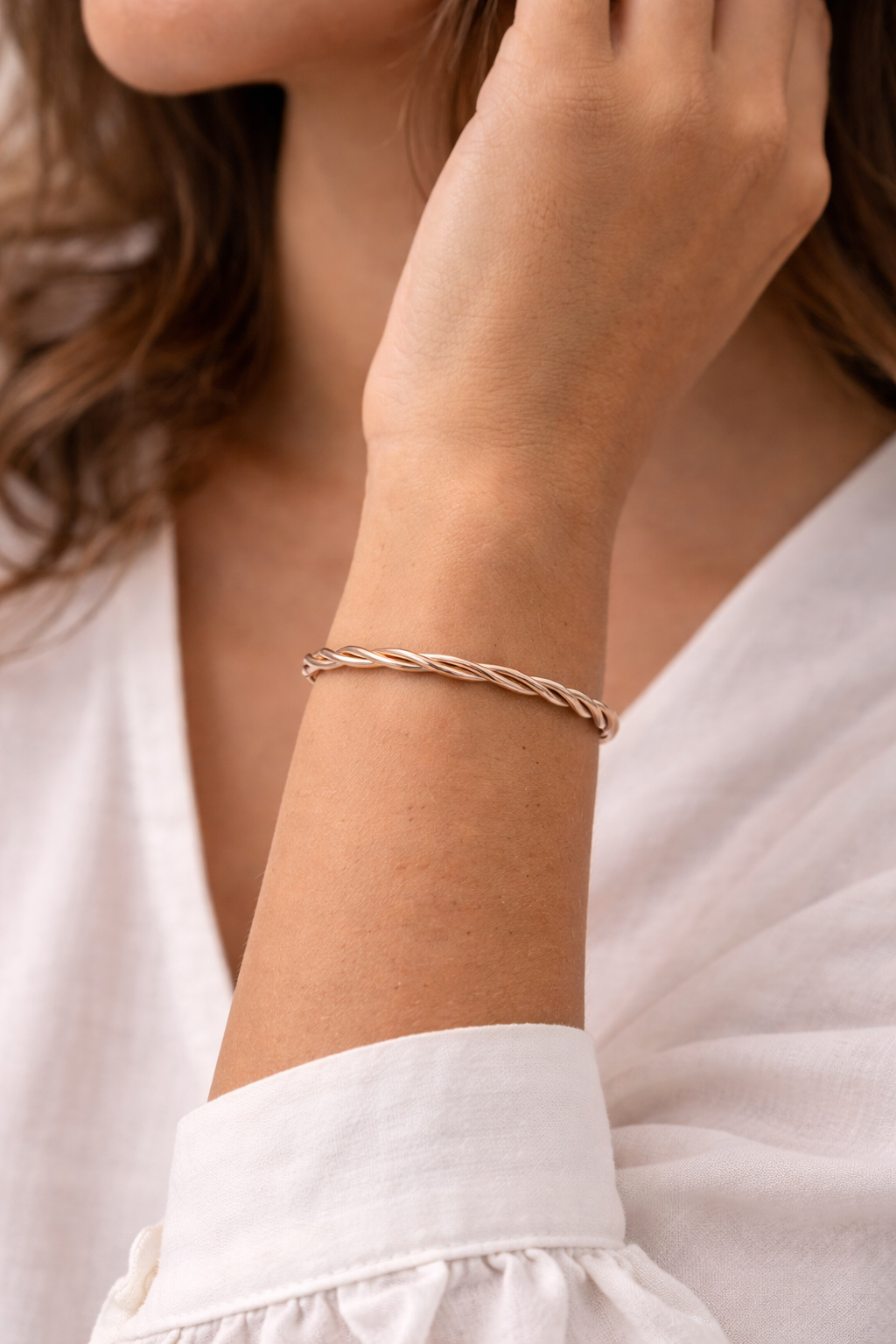 Rose Twirl Open Cuff Bracelet