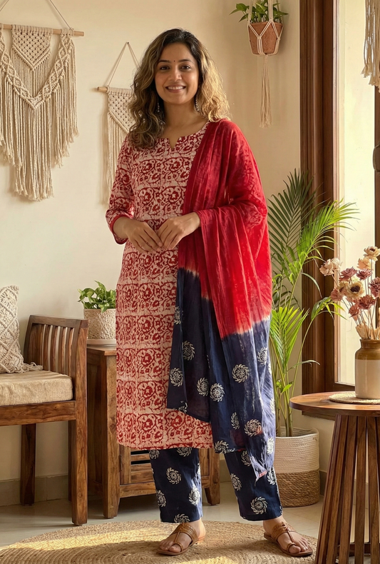 Gulnaar Batik Premium Suit Set β Unstitched/ Custom-Stitched