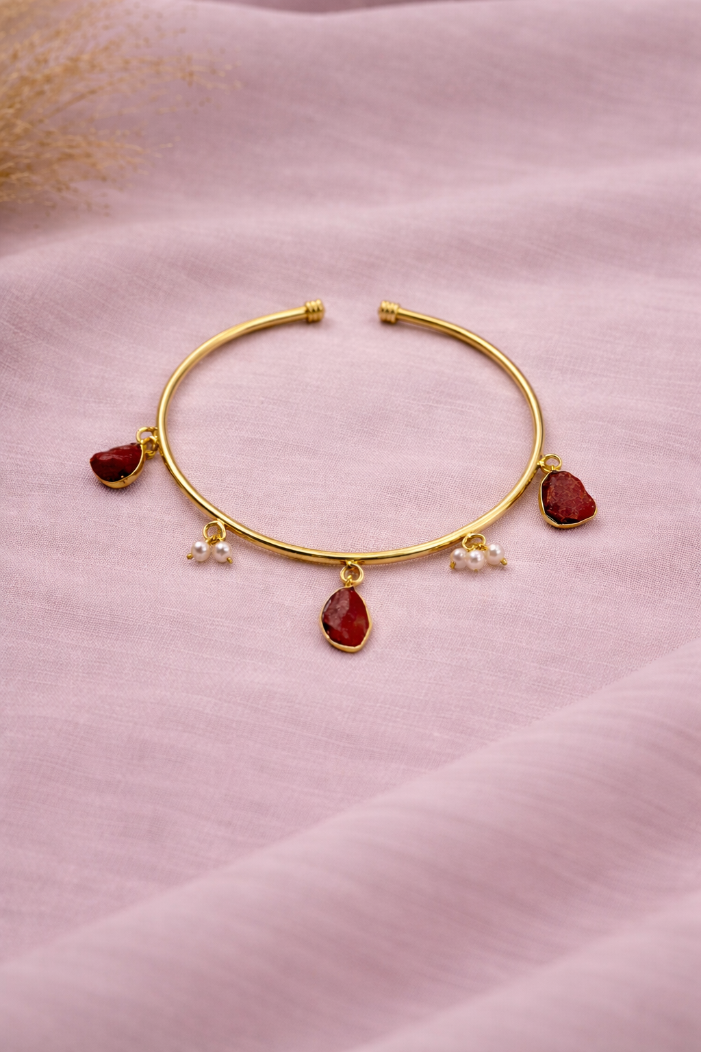 Crimson Aura Carnelian Cuff