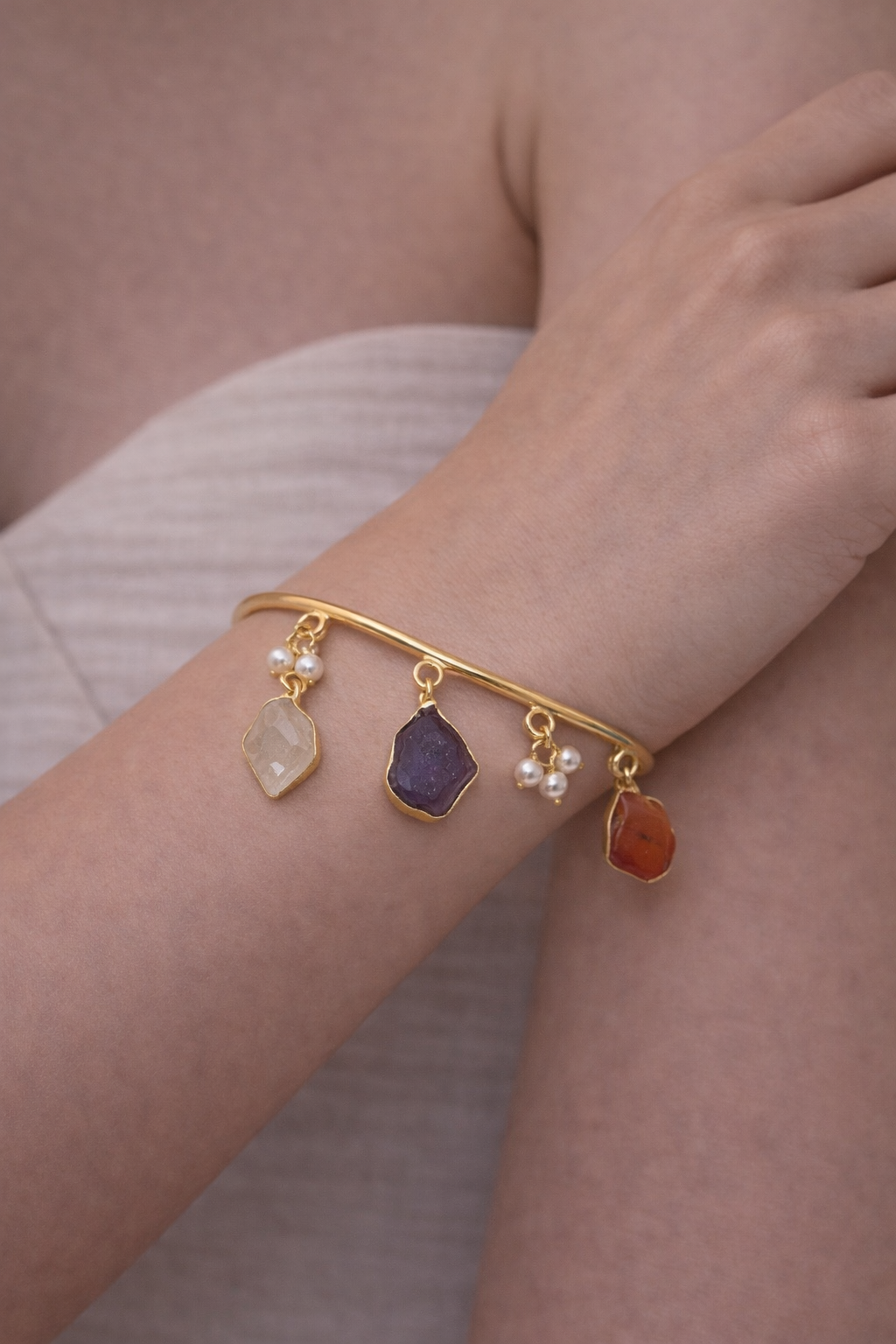 Harmony Aura – Multi Stone Charm Cuff