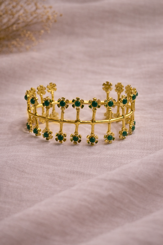 Garden Aura Green Stone Cuff Bracelet