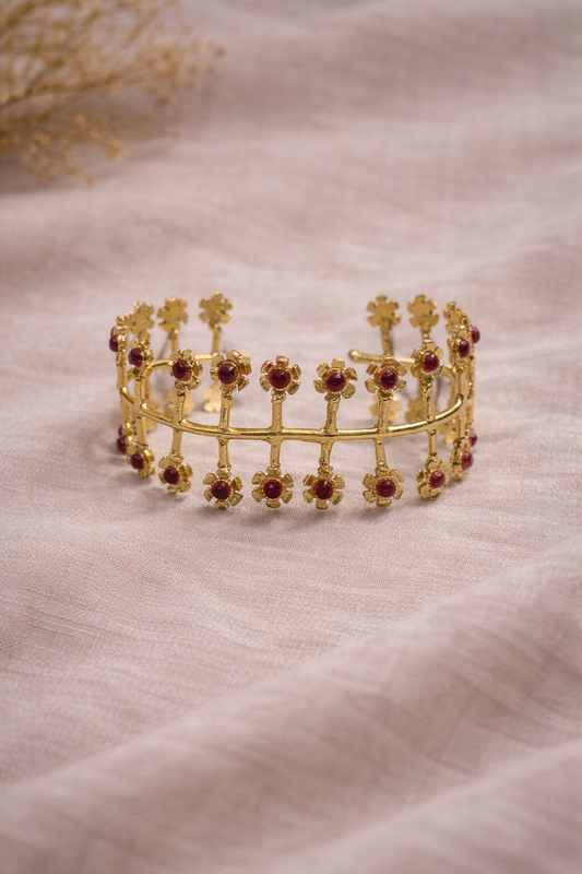 Royal Red Blossom Cuff Bracelet