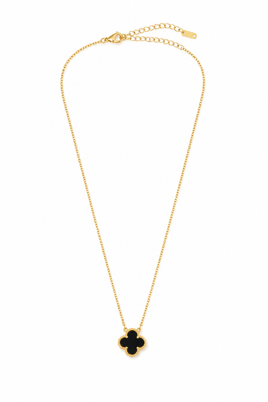 Noir Clover Charm Necklace