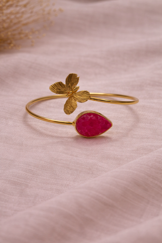 Crimson Petal Butterfly Cuff Bracelet