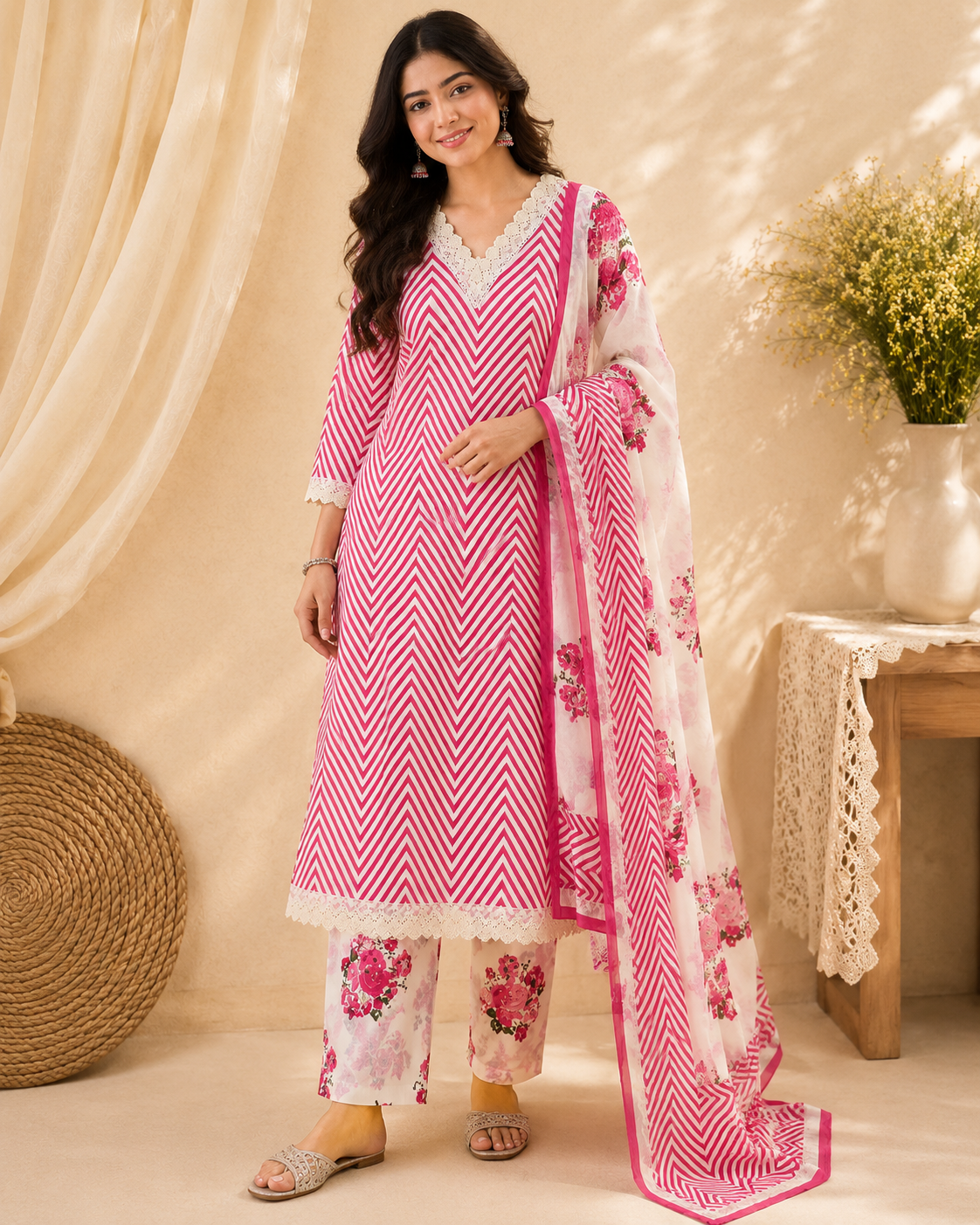 Rosé Lehariya Cotton Suit Set