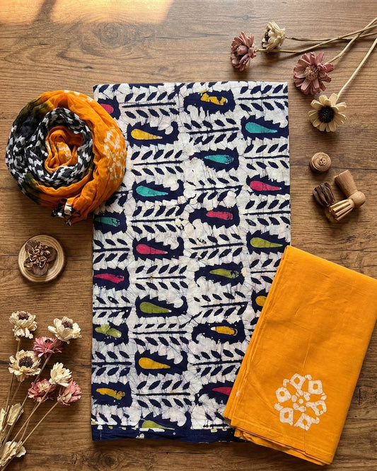 Navrang Batik Bliss Suit Set – Unstitched/ Custom-Stitched