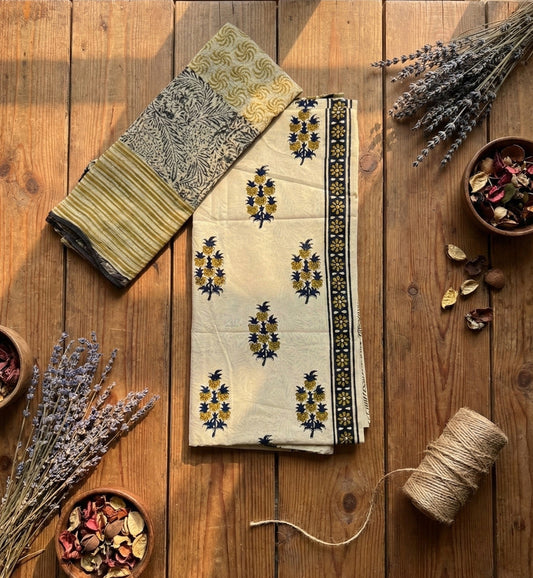 Sunehri Phool Cotton Suit Set – Unstitched/ Custom-Stitched