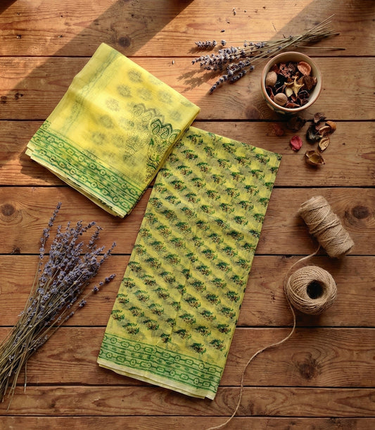 Yellow Meadow Floral Cotton Suit – Unstitched/ Custom-Stitched