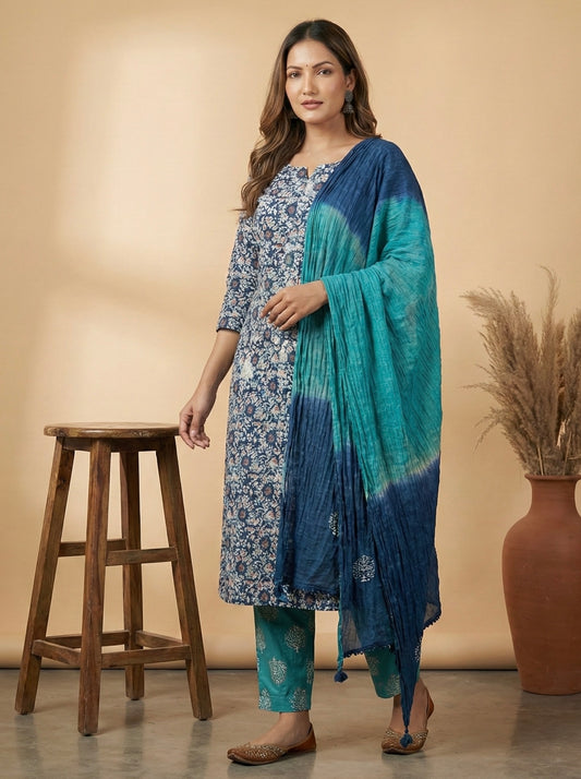 Neelpari Batik Cotton Suit Set – Unstitched/ Custom-Stitched